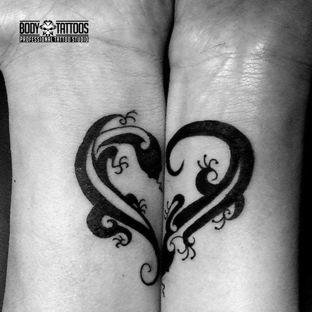 Matching tattoos for couples made in body tattoo studio kalyan