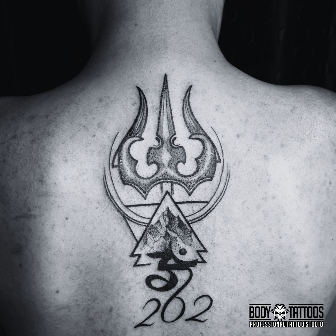 back trishul tattoo made in body tattoo studio kalyan