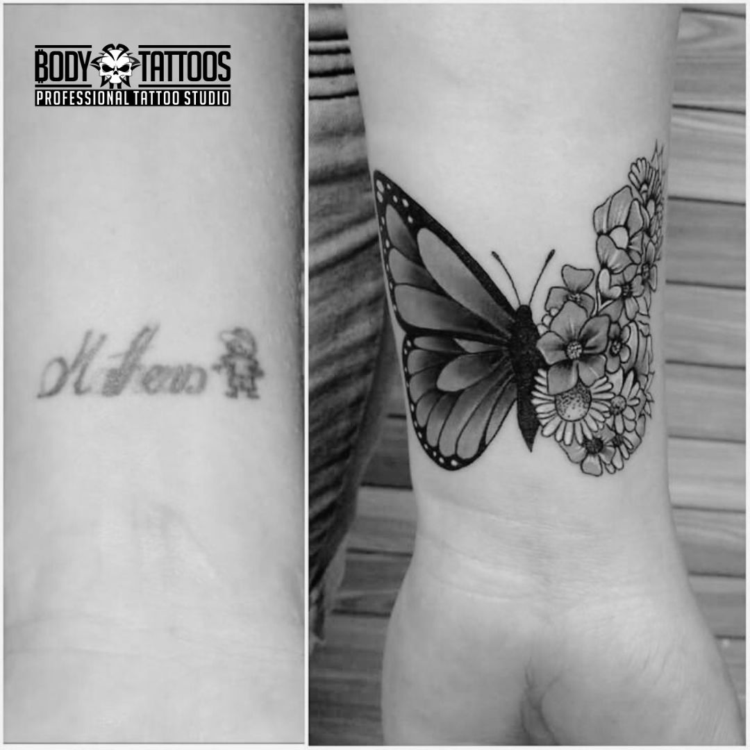 butterfly cover up tattoo made in body tattoo studio kalyan